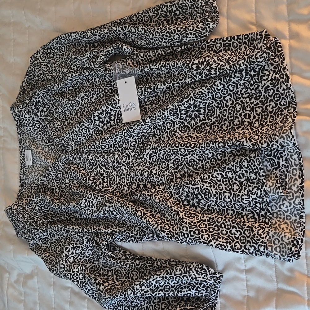 Croft & Barrow Monochrome Patterned Blouse